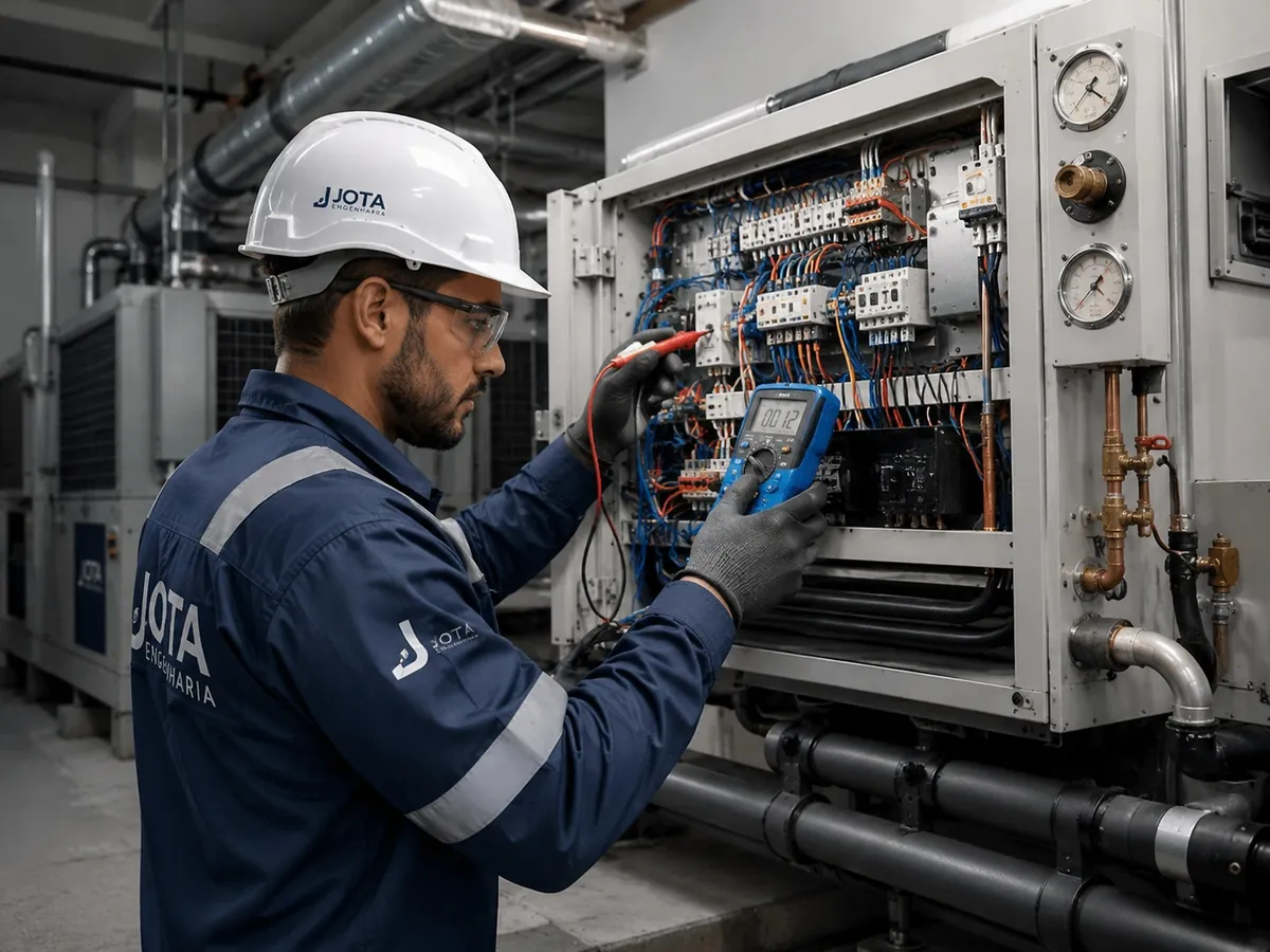 Inspeção técnica de manutenção preventiva em sistema de climatização